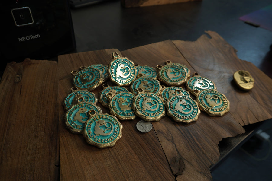 Hot Cast Tin Bronze Key Rings, Medallions, Plaques